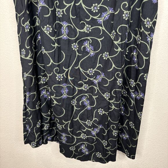 Vintage‎ Maxi Skirt Black Flower Modest Trad Wife 14 Cottage Core Church - Picture 3 of 9